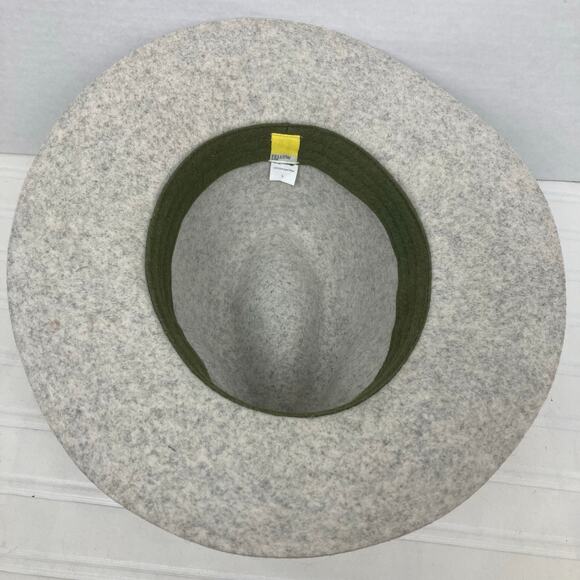 Yellow 108 Fedora Hat Unisex L Heathered Gray Wool Felt Wide Brim Ribbon Trim main image 7